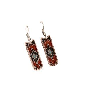 Bronze Western Design Bar Drop Earrings